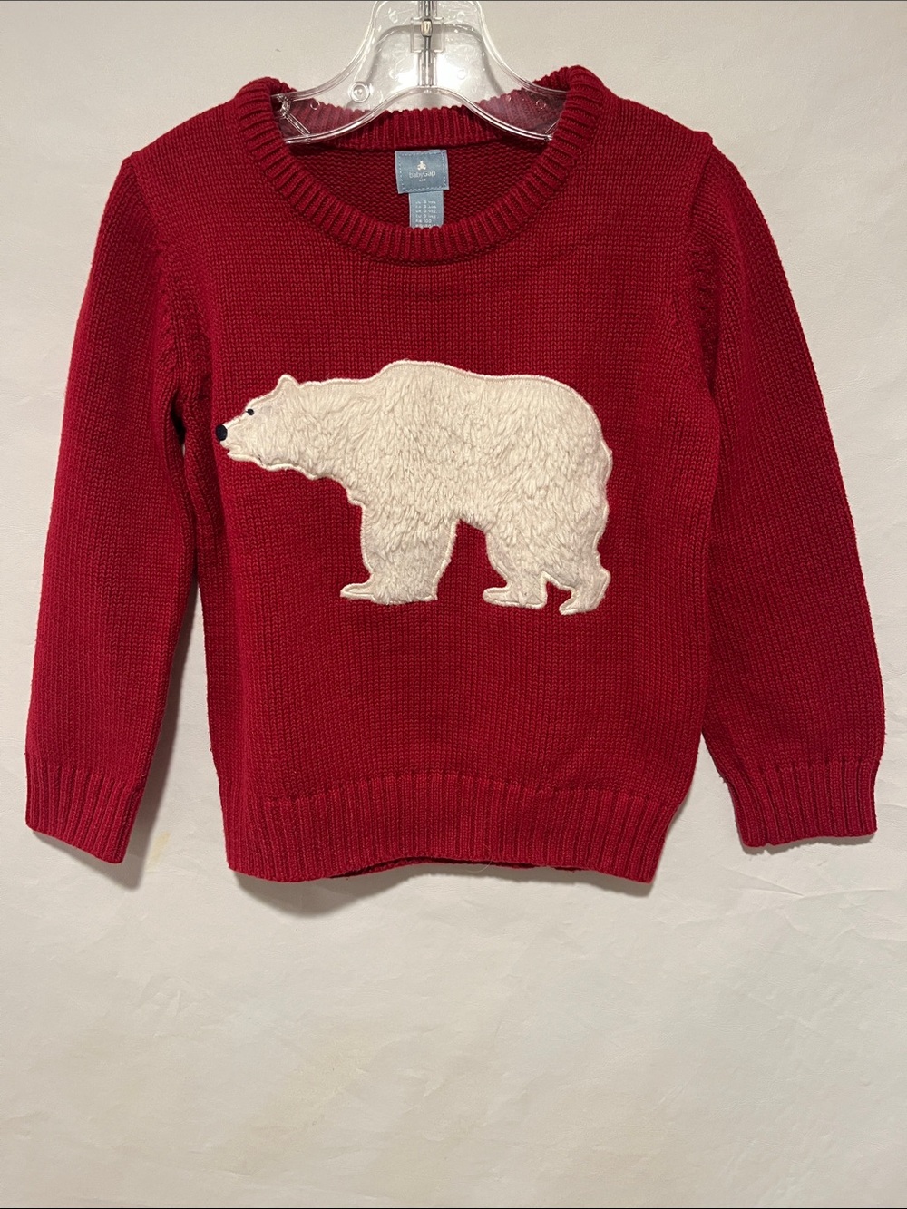 Baby GAP Red Sweater with Fuzzy Polar Bear